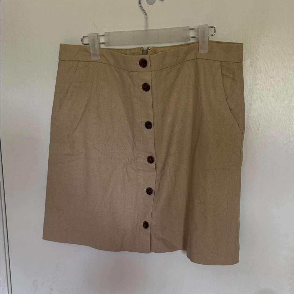 J. Crew Beige Button-Front Mini Skirt